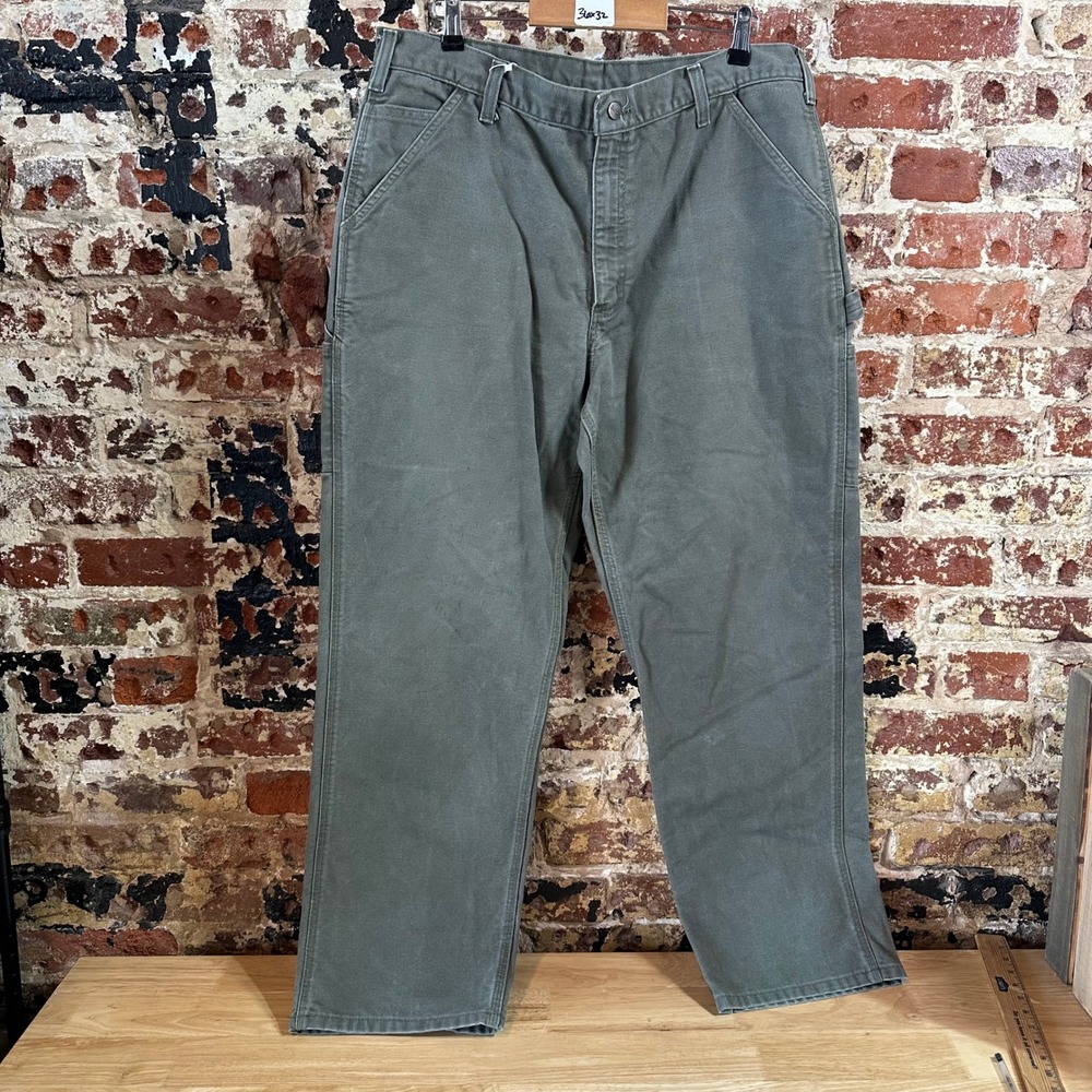 Carhartt B11 MOS Green Washed Duck Canvas Carpenter Workwear Pants Mens 36x32